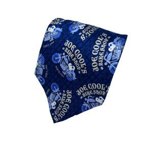 Peanuts "Joe Cool's Bike Shop" Snoopy 100% Silk Blue Mens Necktie‎ 56.5" X 4"